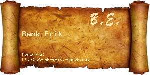Bank Erik névjegykártya